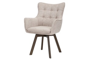 SET 2 SCAUNE ROTATIVE THOR 360GRADE, CADRUL DIN LEMN MASIV DE STEJAR SI MATERIAL TEXTIL , BEJ DESCHIS, STIL MODERN - Img 10