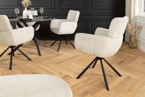 SET 2 SCAUNE ROTATIVE, UNIQUE, 180 GRADE, DIN MATERIAL CHENILLE BEJ SI PICIOARE METAL, ARTIM GROUP SELECTION - Img 5