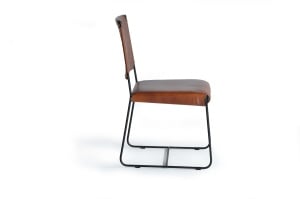 SET 2 SCAUNE SENA 46CM, REALIZAT DIN METAL SI PIELE, CULOARE MARO/NEGRU, GINER Y COLOMER - Img 2