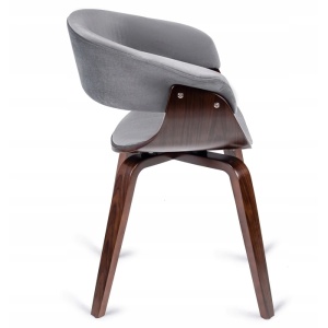 SET 4 SCAUNE, ARTIM MEBLE, REALIZAT DIN MATERIAL CATIFEA GRI SI FURNIR/METAL, STIL MODERN - Img 3