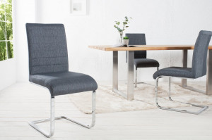 SET 4 SCAUNE CROM/GRI DINING SAU BIROU STUART 36295 - DESIGN MODERN - Img 2