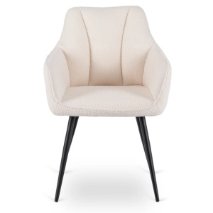SET 4 SCAUNE LIVING, ARTIM MEBLE, REALIZAT DIN MATERIAL BOUCLE BEJ SI CADRUL DIN METAL, STIL MODERN - Img 5