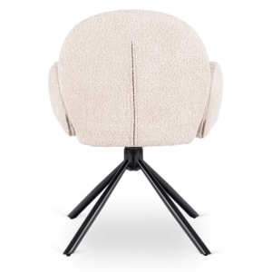 SET 4 SCAUNE ROTATIVE, ARTIM MEBLE, REALIZAT DIN MATERIAL BOUCLE BEJ SI METAL, STIL MODERN - Img 7