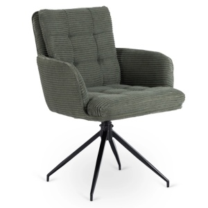 SET 4 SCAUNE ROTATIVE, ARTIM MEBLE, REALIZAT DIN MATERIAL CATIFEA RAIAT VERDE SI METAL, STIL MODERN - Img 5