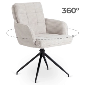 SET 4 SCAUNE ROTATIVE, ARTIM MEBLE, REALIZAT DIN MATERIAL CATIFEA RAIAT GRI SI METAL, STIL MODERN - Img 12