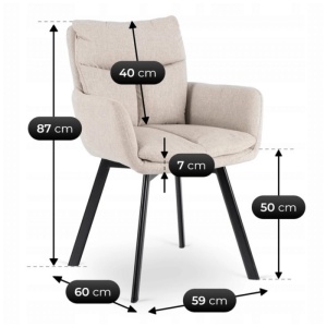 SET 4 SCAUNE ROTATIVE, ARTIM MEBLE, REALIZAT DIN MATERIAL TEXTIL BEJ SI CADRUL DIN METAL, STIL MODERN - Img 8