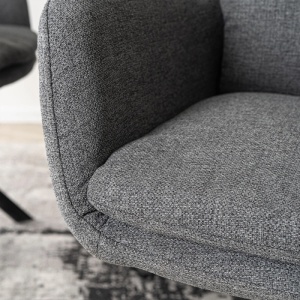 SET 4 SCAUNE ROTATIVE, ARTIM MEBLE, REALIZAT DIN MATERIAL TEXTIL GRI INCHIS SI METAL, STIL MODERN - Img 3