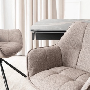 SET 4 SCAUNE ROTATIVE, ARTIM MEBLE, REALIZAT DIN MATERIAL TEXTIL CAPPUCCINO SI CADRUL DIN METAL, STIL MODERN - Img 4