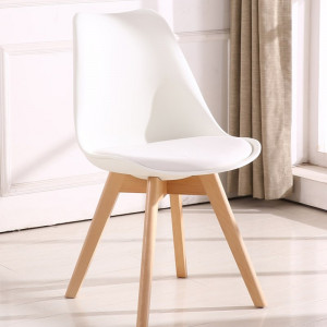 SET DE 4 SCAUNE VEYRON TUY ALB DIN LEMN SI PIELE ECO STIL SCANDINAV - Img 4