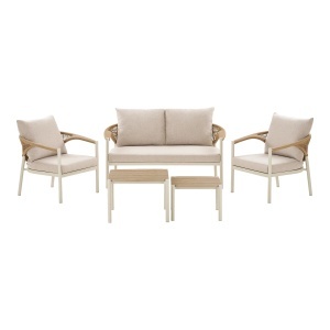 SET DE EXTERIOR, ABELA, REALIZAT DIN ALUMINIU, POLIRATAN SI TEXTIL, CULOARE NATUR/NISIPIU, HOUSE NORDIC - Img 2