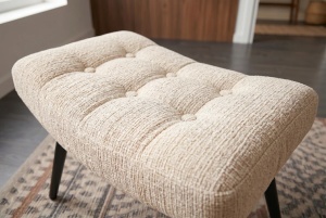 SET FOTOLIU SI TABURET SCANDINAVIA, DIN METAL SI TEXTIL CHENILLE, CULOARE SAMPANIE, INVICTA INTERIOR - Img 8