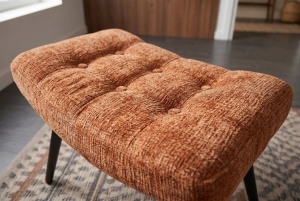 SET FOTOLIU SI TABURET SCANDINAVIA, DIN METAL SI TEXTIL CHENILLE, CULOARE CARAMIZIU, INVICTA INTERIOR - Img 9