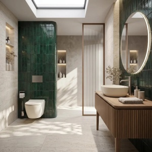 SET LAVOAR SI VAS WC FOCUS, MATERIAL CERAMICA SANITARA, DE CULOARE CREM - Img 3