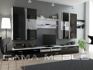SET LIVING CU LED DREAM 2 ALB/NEGRU DESIGN MODERN CM - Img 1