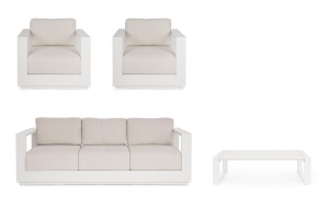SET LOUNGE DE GRADINA/TERASA MOSES BEJ, CONFECTIONAT DIN TEXTIL SI ALUMINIU, STIL MODERN - Img 6