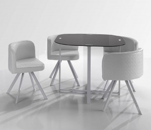 SET MASA SI SCAUNE, NEW DAILY, COD 1729, STIL MODERN, REALIZATA DIN METAL SI STICLA - Img 1