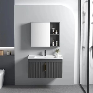 SET MOBILIER DE BAIE CU LAVOAR, OGLINDA, ASTOR 60CM, GRI, JUST IN COLLECTION - Img 6