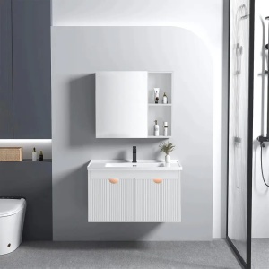 SET MOBILIER DE BAIE CU LAVOAR, OGLINDA, MARIO 60CM, ALB, JUST IN COLLECTION - Img 6
