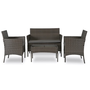 SET MOBILIER DE GRADINA/TERASA, MISSISSIPI, ARTIM MEBLE, DIN METAL, TECHNORATAN SI STICLA, CULOARE GRI - Img 3