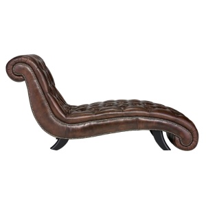 SEZLONG CHESTERFIELD 175CM, DIN LEMN SI PIELE NATURALA, CULOARE MARO, ARTIM SELECTION - Img 9