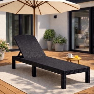 SEZLONG PLAJA PLIABIL, ARTIM MEBLE, REALIZAT DIN TEHNORATAN, CULOARE NEAGRA, STIL MODERN