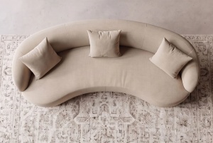 SOFA DEOSEBITA ATELIER 3 LOCURI 230CM, REALIZATA DIN LEMN MASIV SI CATIFEA, CULOARE BEJ, INVICTA INTERIOR - Img 10