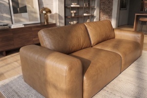SOFA ELEGANTA DE BIROU BIG GEORGE 205CM, PENTRU 2 LOCURI, REALIZAT DIN LEMN SI PIELE ECO, CULOARE MARO, INVICTA INTERIOR - Img 6