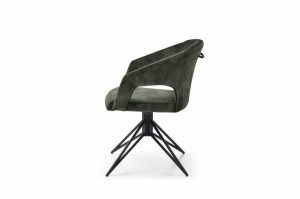 STOC 2 BUC!!! SCAUN ROTATIV PIVOTANT, ETERNITY, TAPITERIE CATIFEA VERDE INCHIS, DESIGN RETRO - Img 3