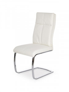STOC 2 BUCATI!!! SCAUN LIVING, K231 ALB/CROM, DIN METAL SI PIELE ECO, STIL MODERN HALMAR