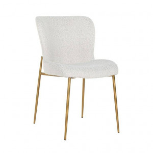 STOC 3 BUC!!! SCAUN DINING ODESSA, ALB/AURIU, DIN TEXTIL PLUSAT SI METAL, STIL MODERN RICHMOND INTERIORS