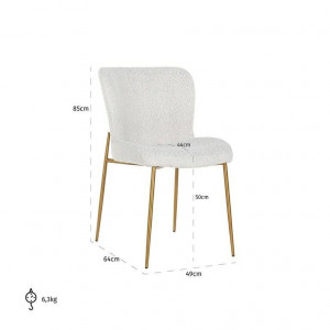 STOC 3 BUC!!! SCAUN DINING ODESSA, ALB/AURIU, DIN TEXTIL PLUSAT SI METAL, STIL MODERN RICHMOND INTERIORS - Img 7