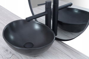 STOC!!!LAVOAR REA SOFIA N, 41CM, NEGRU MAT, MONTAJ PE BLAT, DESIGN DEOSEBIT, CALITATE SUPERIOARA - Img 2