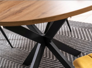 STOC!!! MASA DINING EXTENSIBILA GASTON, 100/135 CM, STEJAR ARTISAN/NEGRU, BLAT DIN MDF SI PICIOARE DIN METAL, STIL MODERN - Img 4