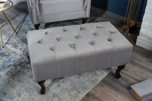 TABURET/BANCUTA GRI ARGINTIU CHESTERFIELD STIL ENGLEZESC - Img 2
