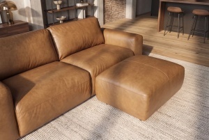 TABURET ELEGANT BIG GEORGE 95CM, REALIZAT DIN LEMN SI PIELE ECO, CULOARE MARO, INVICTA INTERIOR - Img 8