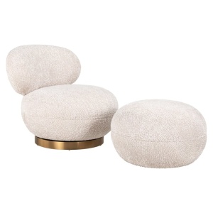 TABURET JACE BE LOVELY 11 CREAM, S4737, CONFECTIONAT DIN 100% POLIESTER, LEMN, PLACAJ SI LEMN DE PIN, STIL MODERN - Img 3