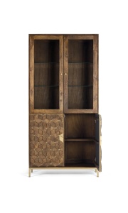VITRINA BORA BORA 100CM, REALIZATA DIN LEMN DE MANGO SI METAL, CULOARE NUC/AURIU, STIL RUSTIC/MODERN, GINER Y COLOMER - Img 2