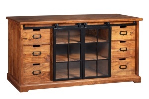 VITRINA LIVING, HERITAGE 150CM, LEMN DE SALCAM, METAL SI STICLA, CULOARE NATUR/MARO, ARTIM GROUP SELECTION - Img 11