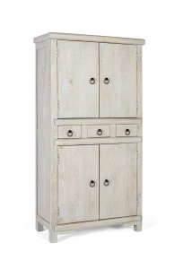 VITRINA LIVING LUMEN 85CM, DIN LEMN DE MANGO, CULOARE ALB ANTICHIZAT, STIL RUSTIC, ARTIM GROUP SELECTION