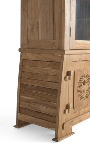 VITRINA SUMBAWA 109CM, REALIZATA DIN LEMN DE TEC, CULOARE NATUR, STIL ORIENTAL COLONIAL, GINER Y COLOMER - Img 6
