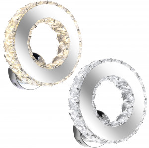 APLICA CRYSTAL ROUND APP413-W, APP414-W, 21.5X21.5 cm, NEGRU/ARGINTIU, DIN METAL SI CRISTALE, STIL MODERN, TU