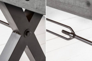 BANCA, THOR 200CM, COD 40445, METAL SI LEMN PIN GRI, DESIGN INDUSTRIAL - Img 3