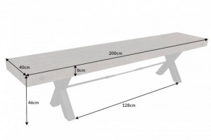 BANCA, THOR 200CM, COD 40445, METAL SI LEMN PIN GRI, DESIGN INDUSTRIAL - Img 8