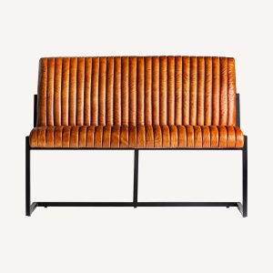 BANCHETA CHADRON 124CM, DIN METAL SI PIELE NATURALA, STIL VINTAGE, VICAL HOME - Img 2