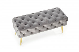 BANCUTA ATHENA, GRI/AURIU, TAPITERIE DIN CATIFEA SI PICIOARE DIN METAL, STIL MODERN - Img 3