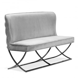 BANCUTA/SOFA SCARLET, GRI/NEGRU, TAPITERIE DIN CATIFEA SI PICIOARE DIN METAL, STIL MODERN