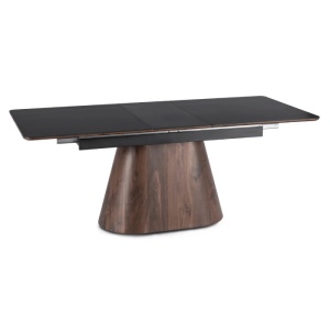 BEST PRICE!!! MASA EXTENSIBILA 160-200CM, ARTIM MEBLE, REALIZATA DIN METAL, LEMN SI MDF, CERAMICA, CULOARE NEGRU/NUC, STIL MODERN