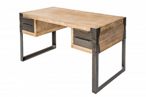 BIROU 135CM, DIN LEMN MASIV, FACTORY, COD 36768, DESIGN VINTAGE/INDUSTRIAL - Img 7
