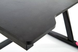 BIROU B40, CU ILUMINARE LED, NEGRU/ROSU, DIN MDF FURNIRUIT SI PICIOARE DIN METAL, STIL MODERN - Img 7