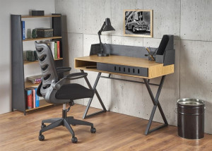 BIROU B43, STEJAR AURIU/NEGRU, DIN MDF SI METAL, STIL VINTAGE